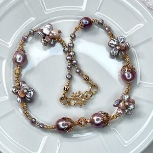 Handmade Huge Premium Freshwater Edison Pearl Flower 🌺 Necklace Extra Long